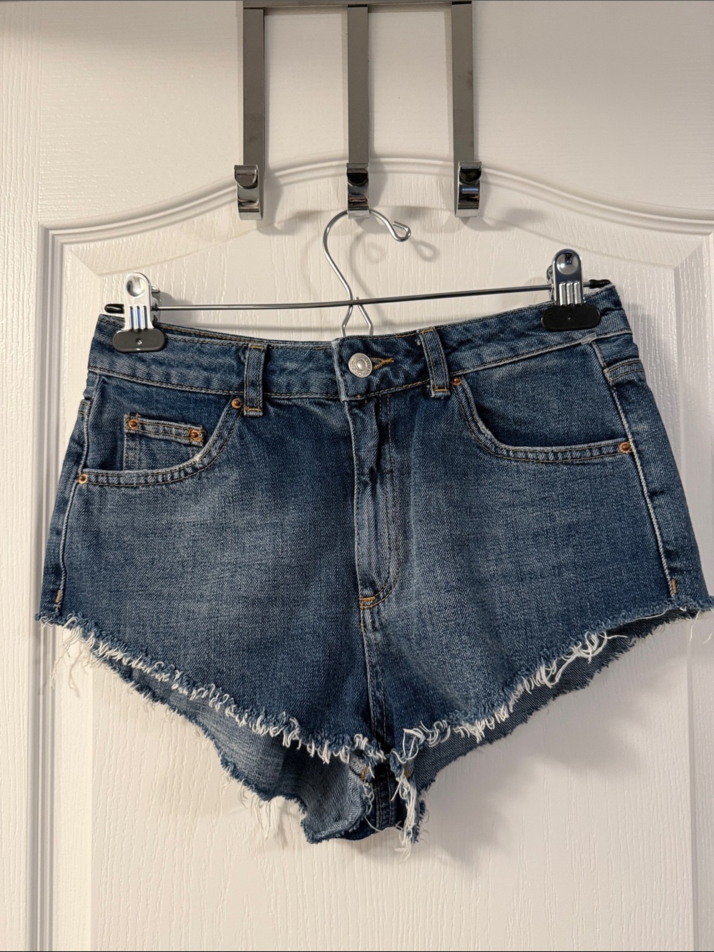 Topshop Jean Shorts Jorts Denim Cut offs 4 Western Festival Summer Casual